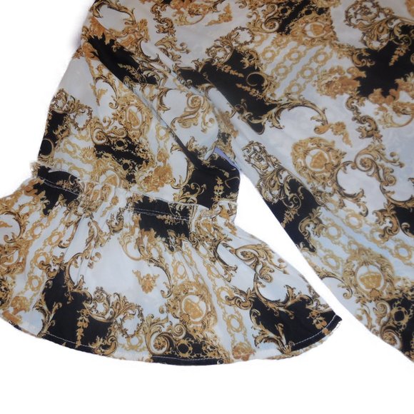 Blouse tunic relaxed top shirt Top 3/4 wide ruffled flared sleeve summer - Picture 3 of 10